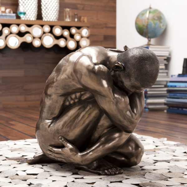 Deco Figurine Nude Man Hug Bronze 54cm - Image 9