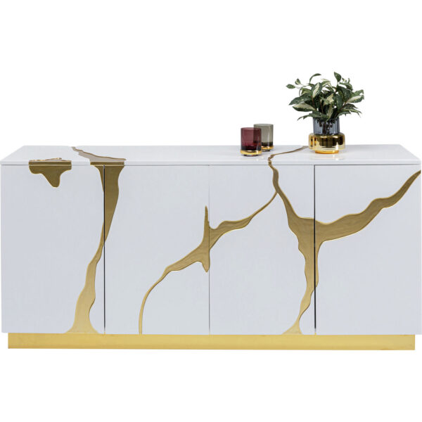Sideboard Cracked White Gold 165x80cm - Image 7