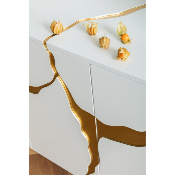 Sideboard Cracked White Gold 165x80cm - Image 13